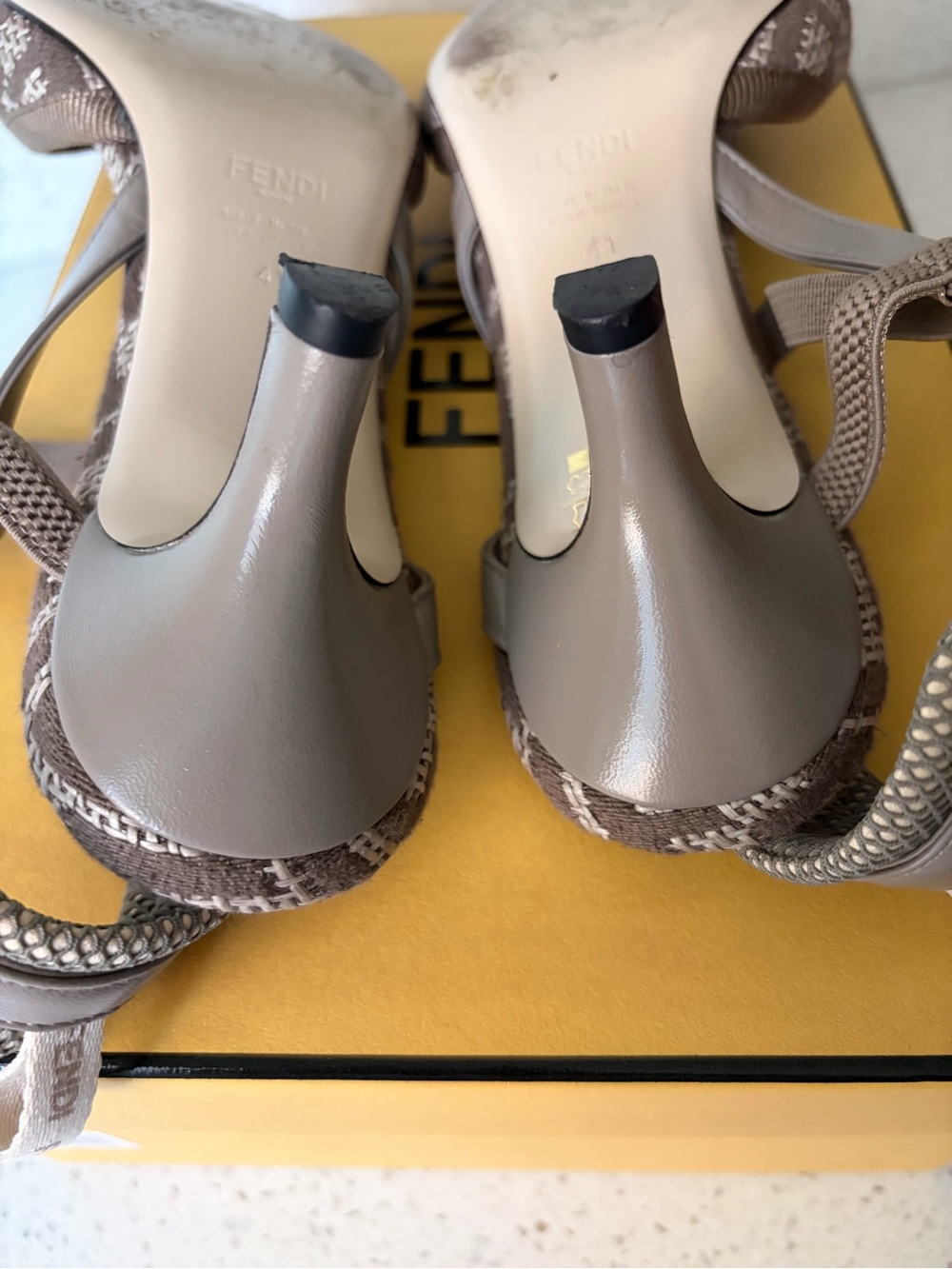 Fendi Colibri Taupe Monogram Pointed Slingback Heels - Picture 8 of 16